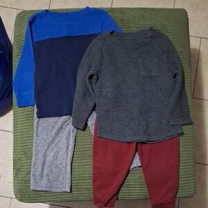 Kids' Blue and Gray Long Sleeve Shirt Set